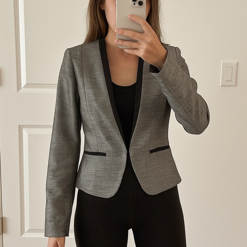 H+M Metallic silver blazer xs